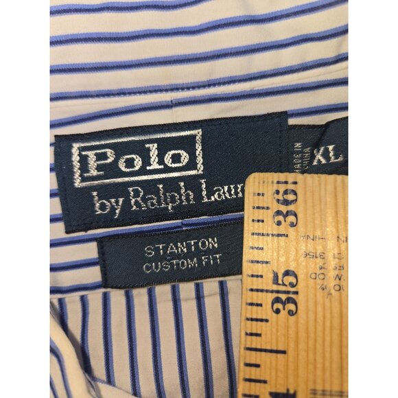 Polo Ralph Lauren Stanton Custom Fit Mens Dress Shirt XL Blue Striped - Picture 5 of 7